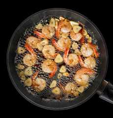 frying garlic prawns