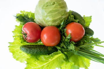 bright colorful vegetables on a white background