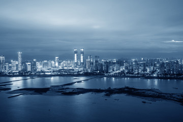 City skyline under sunset sky, Nanchang, China