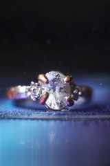 Diamond ring isolated. Jewelry ring with gemstone