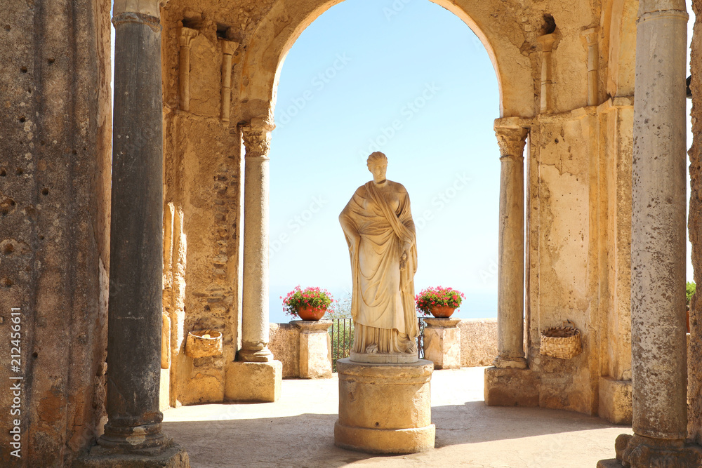 Wall mural Beautiful statue in the Villa Cimbrone, Ravello, Amalfi Coast, Campania, Italy