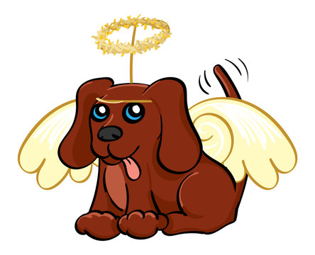 Cartoon Puppy in an angel costume