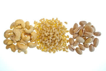 bright colorful dried fruits on a white background