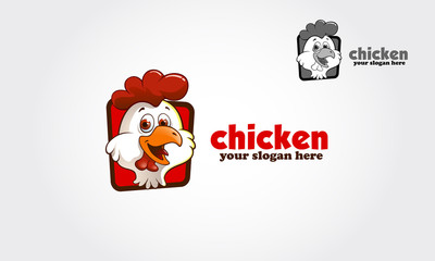 Chicken Logo Cartoon Character. Funny chicken logo. Vector illustration.