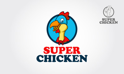Super Chicken Logo Cartoon Character. This is a head of chicken hero cartoon try to symbolize some thing fun, cute, happy, heroic, cool, fantasy and other 