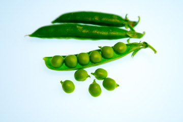 bright colorful peas on a white background