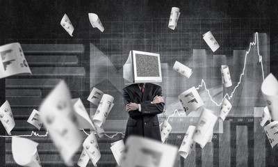 Businessman with monitor instead of head.