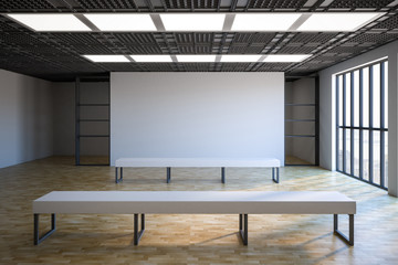 blank poster in exhibition gallery