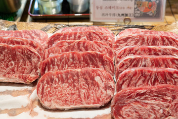 Sirloin beef for yakiniku in japanese restaurant.