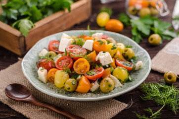 Fresh tomato olives salad feta cheese