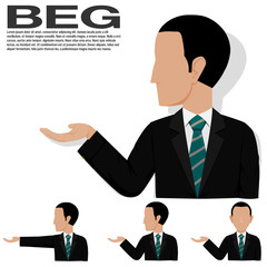 Set of businessman is begging