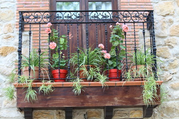 Fototapeta na wymiar beautiful flowery balcony very original and colorful