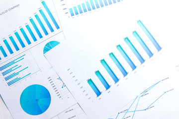 Many charts and graphs reflect the company's concept of data collection and statistical performance...
