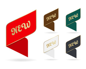 New tag ribbon and banner vector badge design.