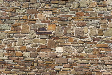Texture of wall from different stones, background