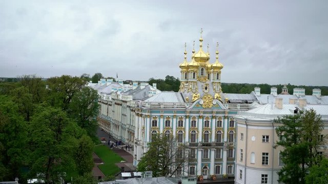 Catherine's palace in Pushkin at cloudy day