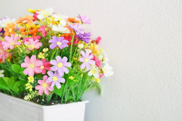 close up of fake flower, fabric flowers