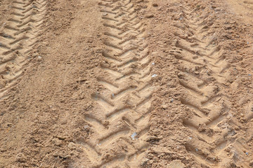 wheels tracks on the soil