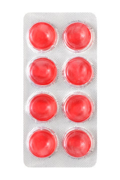 cough sore throat pastille isolated on white