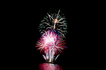 Colorful fireworks in the night sky