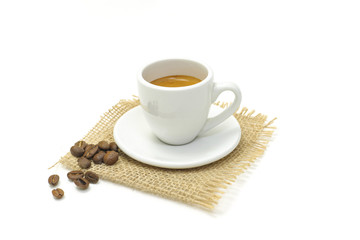 Hot coffee espresso isolated on white background
