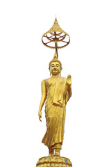 golden buddha statue isolated on white