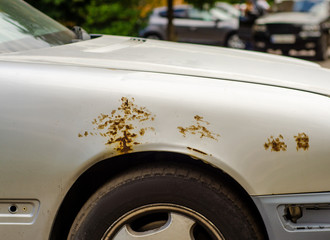 Car rust on the street repairing tint