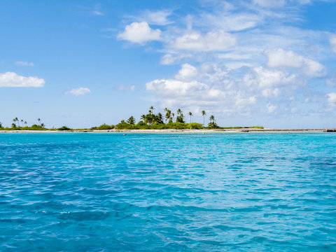 reef ring,lagoon and motu on Tahanea atoll, Tuamotus archipelago, French Polynesia, south pacific