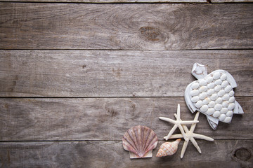 Beach themed wooden background