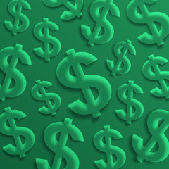Dollar signs. USA currency symbols on green background. Vector.