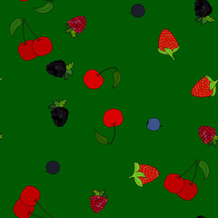 abstract vector doodle berry seamless pattern