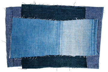 Three piecies of jeans fabric