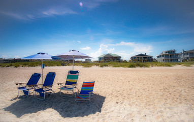 Fototapeta na wymiar Empty Beach Chairs