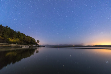 A view at night of 