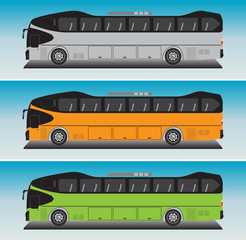 Bus Vector in Blue sky Bacground