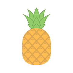 Pineapple with leaves vector icon. Pineapple icon clipart. Pineapple cartoon. 