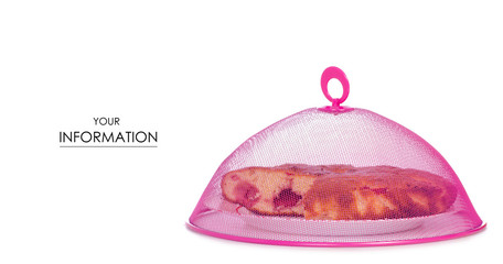 Lid from a net for protecting from insects food pattern on a white background isolation