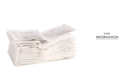 Tea bags pattern on a white background isolation