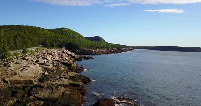 Aerial view of Maine coastline near Acadia National Park 