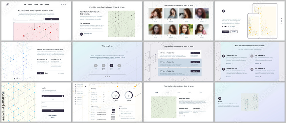 Sticker vector templates for website design, minimal presentations, portfolio. ui, ux, gui. line art pattern