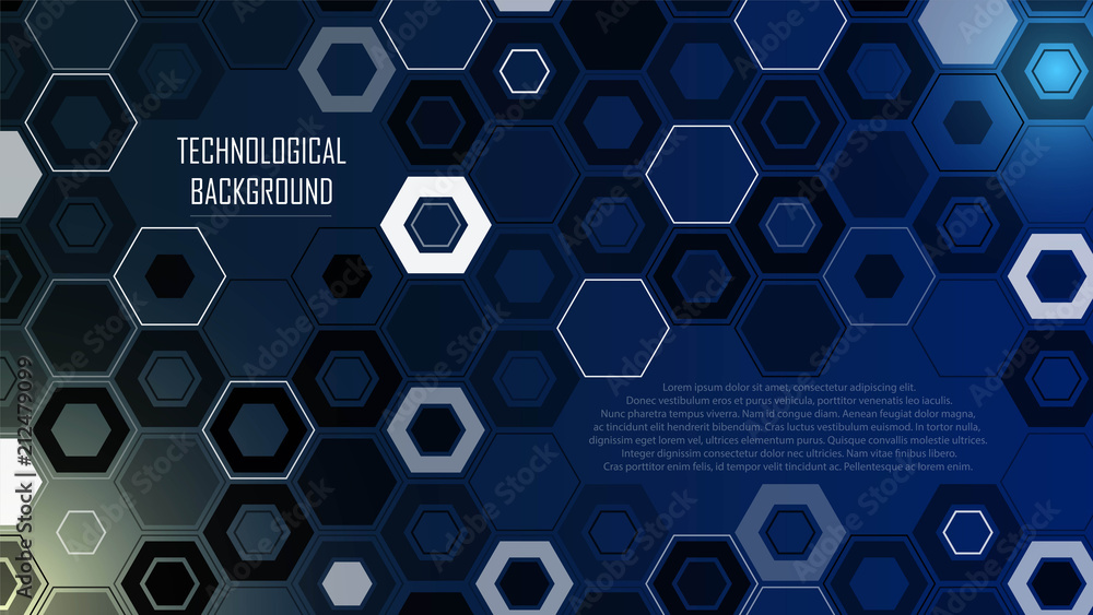 Poster technological background from hexagons and figures