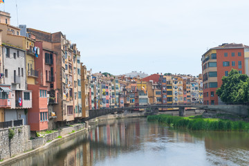Girona city view in summer. Costa Brava region.