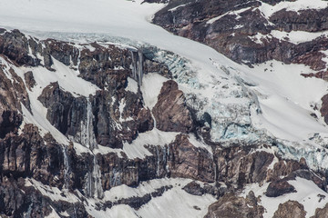 Glaciers and crevasses inside Cajon del Maipo valley at central Andes an amazing place if you are visiting Santiago de Chile