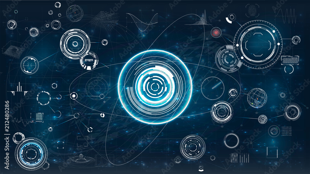 Poster hud. hud. abstract futuristic hud object. team icon. vintage vector set. hud ui. modern infographic 