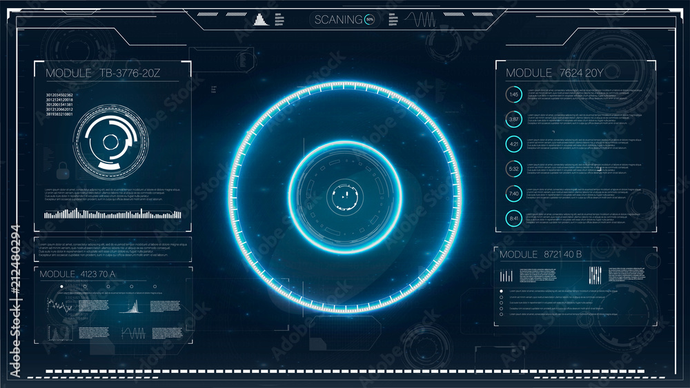 Poster hud. icon. futuristic screen hud concept. digital radar screen. hud futuristic element. futuristic i