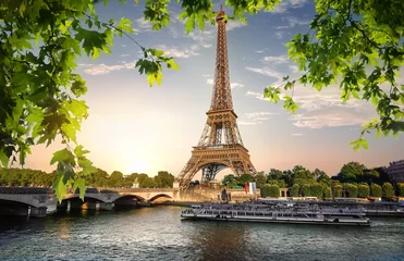 Schilderijen op glas Rivier de Seine en de Eiffeltoren © Givaga