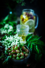 Fresh,organic gooseberry in metalic  bowl