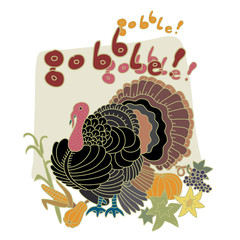 Turkey bird for Thanksgiving.
Hand drawn vector illustration of a male turkey on white background.


