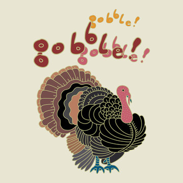 Turkey bird for Thanksgiving.
Hand drawn vector illustration of a male turkey.


