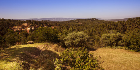 View from Roussillon into the valley. Vaucluse, Provence, France